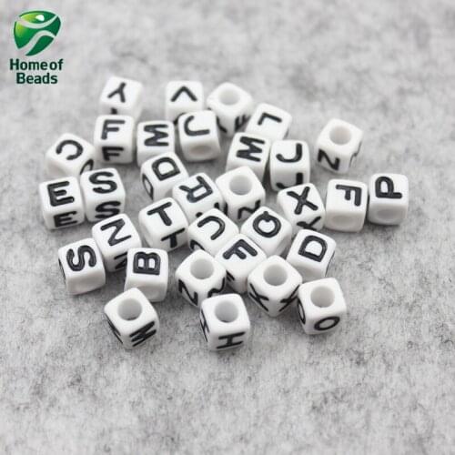 100pcs Environmental good Acrylic Square Shape English Letter Number Alphabet Digital Loose Bead For DIY Bracelets OMBA1001