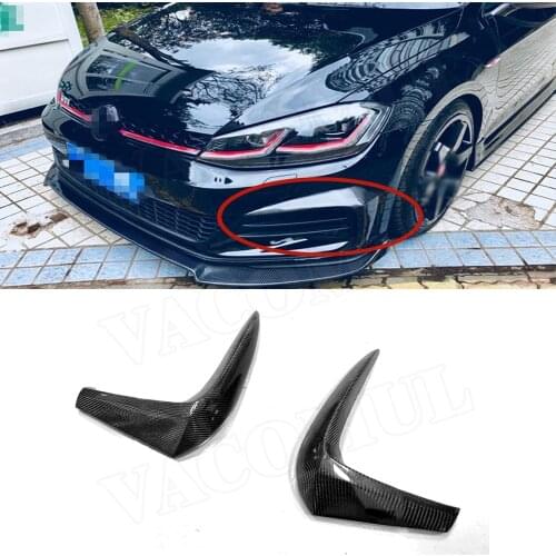 2PCS/Set Carbon Fiber Front Bumper Lip Splitters For Volkswagen VW Golf 7.5 GTI 2018 2019 FRP
