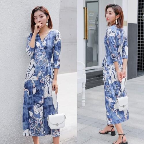 2021 New Print Summer Dress Evening Long Vintage Dress Party Oversize Short Sleeve Beach Women Dresses Robe Vestido Prom
