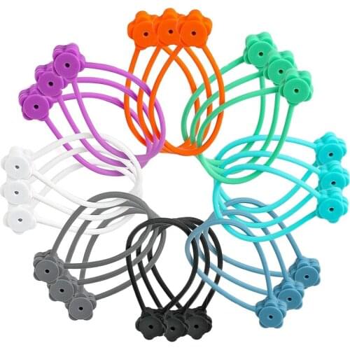 24 Pack Magnetic Twist Ties 7.48 Inch Silicone Reusable Cable Tie 8 Colors Flower Shape
