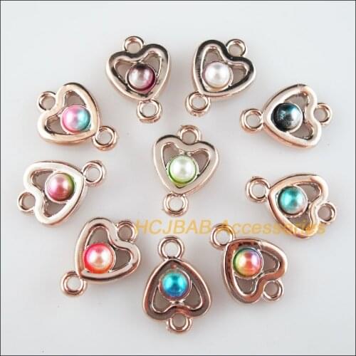 30 New Heart Charms Colored Acrylic KC Gold Plated Smooth Connectors 16x22.5mm