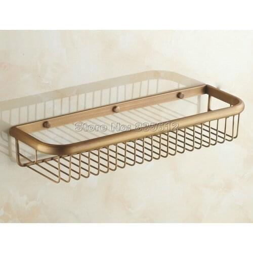450mm Antique Brass Bathroom Accessory Wall Mounted Soap / Sponge Shower Storage Basket / Bathroom Rack Storage Basket Wba083