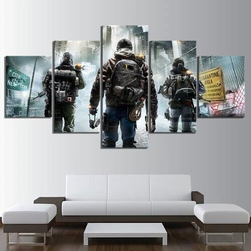 5 Piece HD Pictures Tom Clancys The Division 2 Game Poster Wall Paintings Canvas Art for Home Decor Wall Art