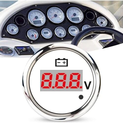 52mm Digital Voltmeter Voltmeter 0-190 Ohm 240-33 Ohm Universal Volt Voltage Gauge Red Backlight with Alarm