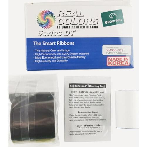 534000-003 YMCKT Ribbon 500rints/roll For Datacard SD260 SD360 SP35 SP55 SP75 Plus Card Printer Including Cleaning Card&Roller