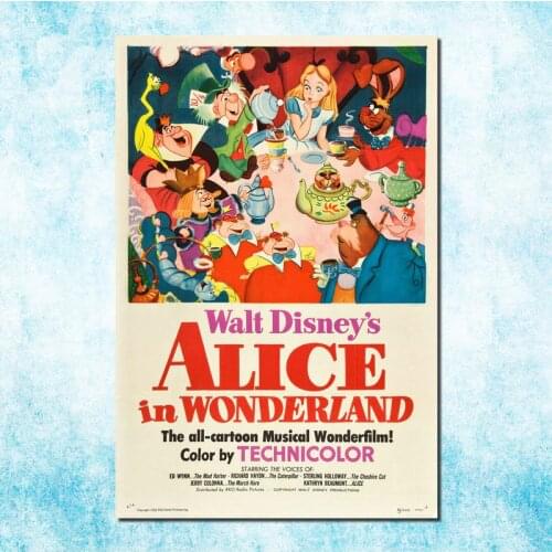 Alice in Wonderland Movie Art Silk Canvas Poster Print 13x20 24x36 Cheshire Cat Wall Pictures For Living Room Decor (more)-4