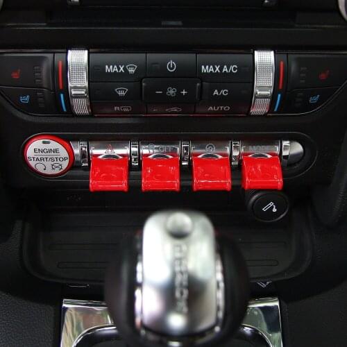 Car Interior Center Control Navigation GPS Button Knob Cover Trim Decoration Bezel Caps 4Pcs ABS for Ford Mustang 2015-2017