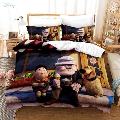 Flying Ring Travel Cartoon Printed Bedding Set Disney Up Pattern Duvet Cover Set with Pillowcase Twin Full Queen King Bedclothes