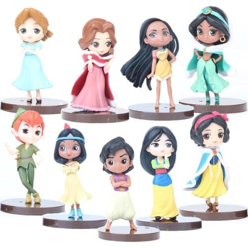 Disney Frozen Anna Elsa Aladdin Moana Snow White Action Figures PVC Model Princess Toys Gift for Children Kids Baby