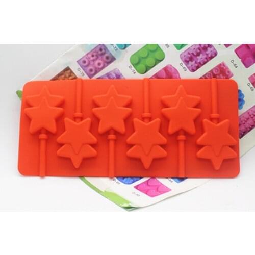 6 cavity Pentagram shape silicone lollipop mold handmade chocolate mould