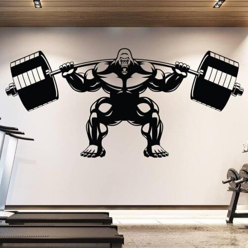 Gorilla Gym Wall Decal Lifting Gorilla Fitness Motivation Muscle Brawn Barbell Vinyl Sticker Gym Crossfit Sport Poster E150