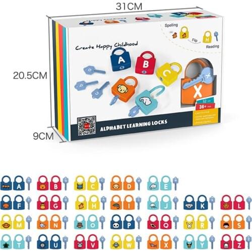 Early Learning Locks Intelligence Toys Children ABC Educational Alphabet Set With 26 Locks 26 Keys Multiplayer Game Toy for Gift