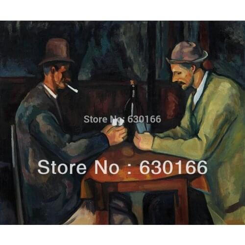 Oil Painting on Canvas Abstract - Card players with Pipes by Paul Cezanne Figure Paintings Handmade 100