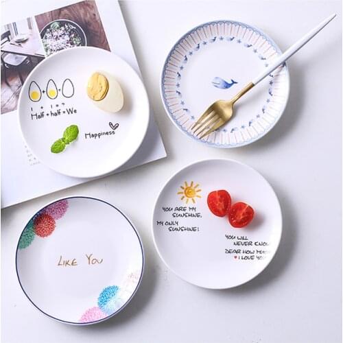 Nordic 6 Inch Ceramic Creative Home Kitchen Tableware Simple Breakfast Fruit Cake Snack Plate Household Dinner Dessert Plate