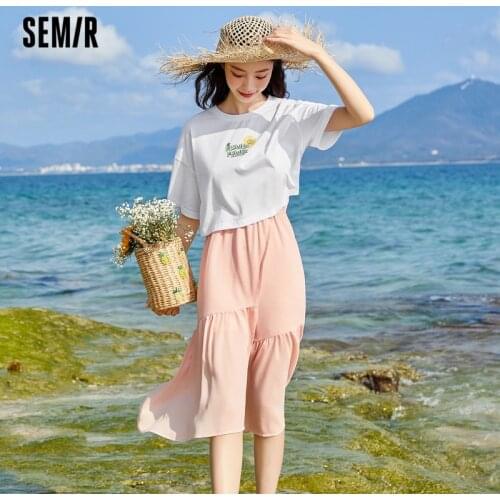 SEMIR Two-Piece Set Female Summer Dress Two-Piece Suit 2021 New Small Fresh WomenS Clothing Girl Dress & T Shirt