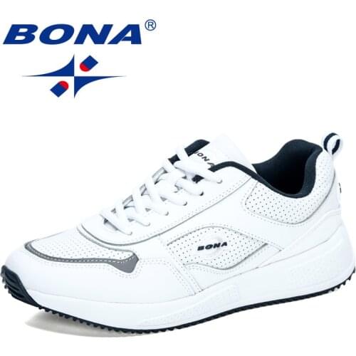 BONA 2020 New Designers Action Leather Mesh Light Comfortable Walking Sneakers Men Tenis Masculino Zapatillas Hombre Mansculino
