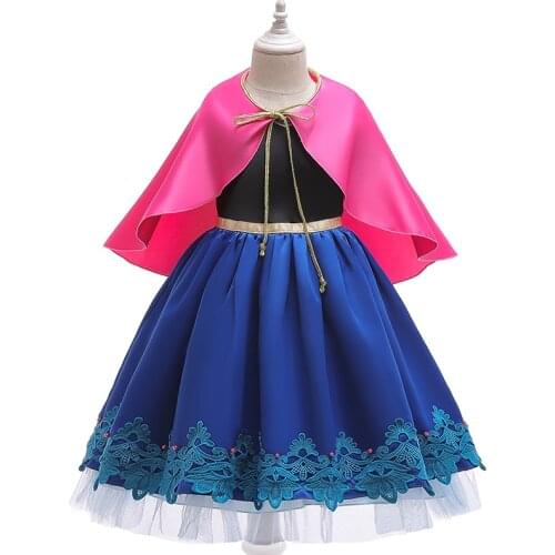 Summer Girl Dress Kids Cosplay Princess Dresses With Cape For 3-10 Years Girls Clothing Children 2020 New Role Play Costume