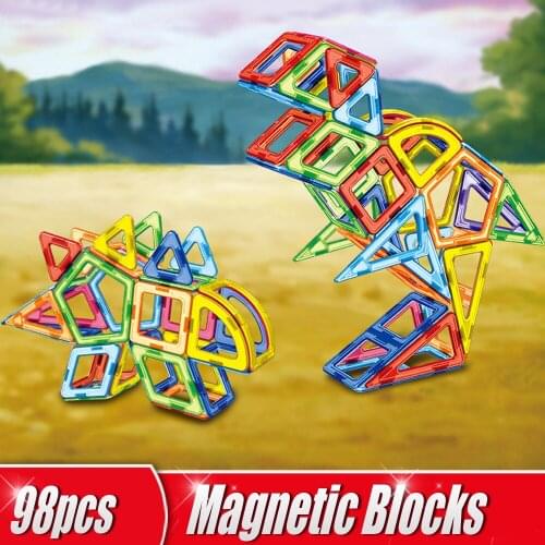 98pcs/Set Magnetic Blocks 3D Magnetic Construction Animals Blocks DIY Creative Building Blocks Set Educational Kids Toys Gifts