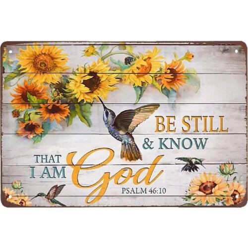 Metal Sign Sunflower and Hummingbirds tin Sign Vintage Wall Decoration Home Garden Kitchen Art Sign 12 x 8 inch