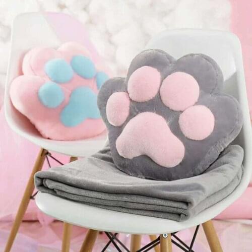 Cute Cat Paw Pillow Quilt Cushion Car Office Air Conditioning Quilt Nap Pillow Lunch Break Blanket Waist Rest