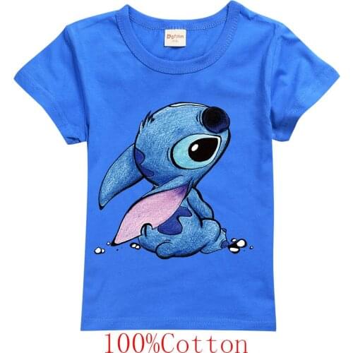 Cartoon Harajuku Kawaii Tshirts Girls Cute Printed Casual T Shirt Casual Tops Tee New Cartoon Stitch Teen Boys Fashion T-Shirt