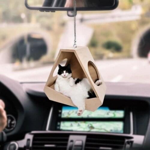 Cute Cat Car Accessorie Cat Interior Pendant Auto Rearview Mirror Pendant Birthday Gift Auto Decoraction Ornaments Hanging