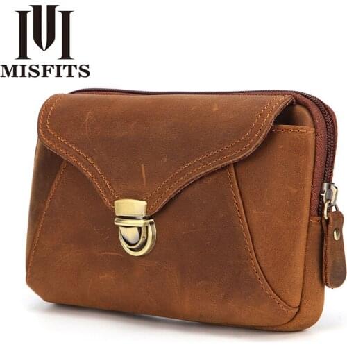 Men Oil Wax Genuine Leather Cowhide Vintage Travel Riding Motorcycle Hip Bum Belt Pouch Fanny Pack Waist Purse Clutch Bag