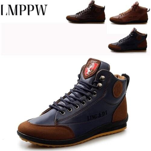 Fashion Casual Shoes Big Size Mens Motorcycle Boots 2018 New PU Warm Plus Ankle Boots Autumn Winter Boots Men Loafer Shoes 2a