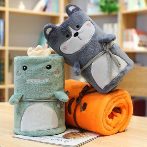 Blanket Warm Adorable Cartoon Animal Shape Cartoon Soft Flannel Children Blanket Pet Blanket for Home