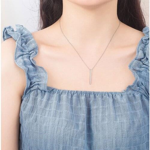 2021 Men Necklace Stainless Steel Necklace Women Men Simple Long Chain Rectangular Pendant Necklace Statement Couples Choker