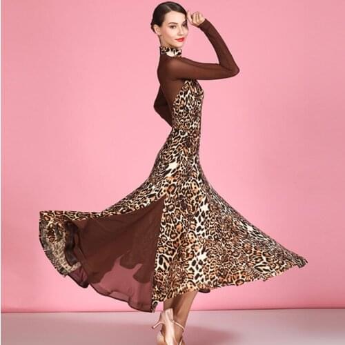 Leopard print waltz dress ballroom dress woman competition girls ballroom dresses brown 1881