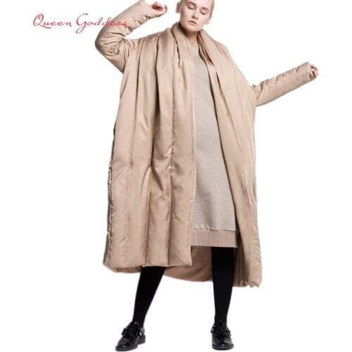 2020 new design cloak type thicken winter white duck down coat plus size female long down jacket soft fabric winter collection
