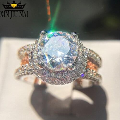 Luxury Unique Women Ring Set with Big Rhinestone diamond Stone Crystal Chic Wedding Engagement Anniversary Rings Jewelry Gifts
