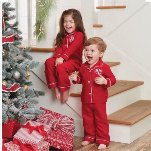 Personalized Christmas Pajamas for Girls and Boys Kids Matching Pyjamas Customized Pjs Set Long Sleeve Shirt & Trouser