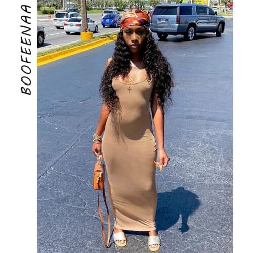 BOOFEENAA Sexy Spaghetti Strap Maxi Dresses for Women Casual Long Dress Beach Sundresses Summer 2021 Vestidos Mujer C85-AH21