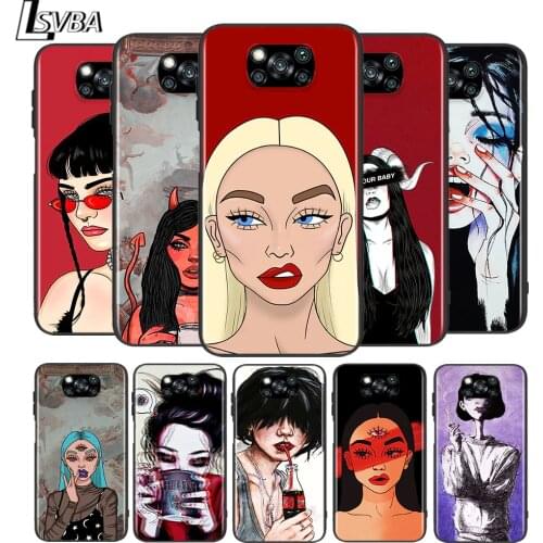 Sexy Devil Woman Cool for Xiaomi Poco X3 NFC X2 M3 M2 F2 Pro C3 F1 A2 Lite A1 Mix3 Play Silicone Soft Black Phone Case