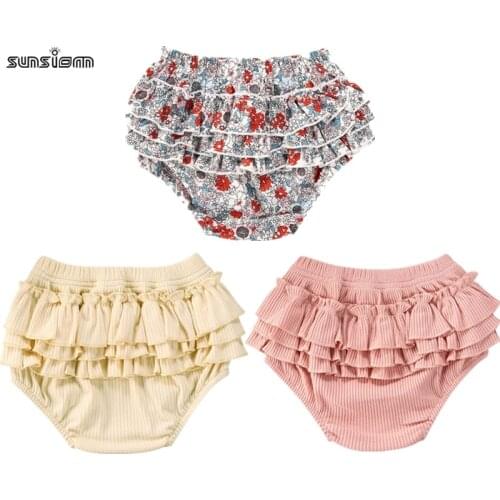SUNSIOM Newborn Baby Shorts floral Ruffles Shorts Baby Girl Clothes Bottoms 0-24Months