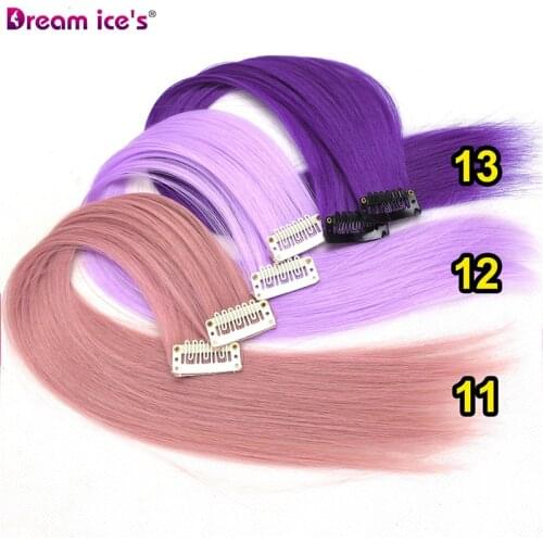 Synthetic Long Single Clip In Hair Extensions One Piece Pink Rainbow Color Fashion Straight Hairpiece For Women And Girl