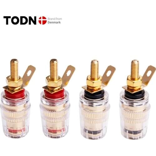 TODN 4Pcs Brass Gold Plated 4MM Banana Plug Terminal Binding Post for Speaker Amplifier High Quality Red and Black