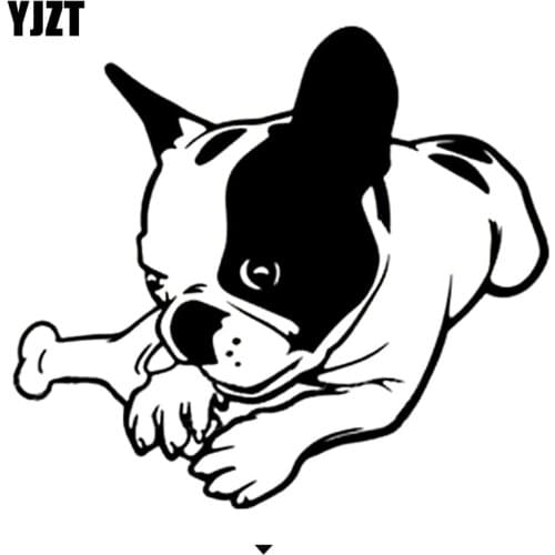 YJZT 15CM*13.5CM Cute Bulldog Puppy Dog Vinyl Car Sticker Decor Decals Black/Silver C10-0242