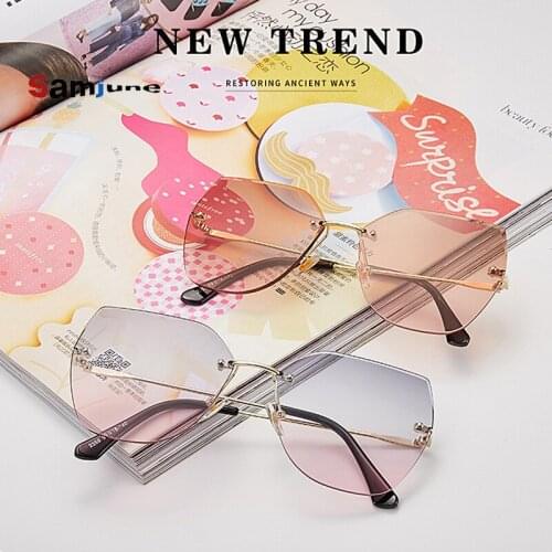 Samjune Female Frameless Sunglasses Oversize Glasses for Women Brand Designer Shades Sun Glasses