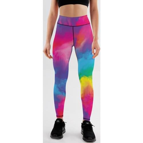 Women Sport Leggings Printing High Waist Yoga Pant Girls Gym Workout Leggins Elastic Hip Lifting Running Tights Training Gymwear