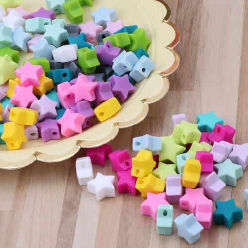 Star Silicone Beads Baby Teething Beads teether Loose Beads 10 pcs DIY Pacifier Chain Baby Teether