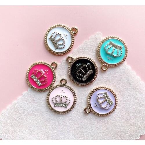10pcs/Lot Crystal Crown Diy Handmade Oil Enamel Charms Design for Jewelry Making Earring Bracelet or Necklace