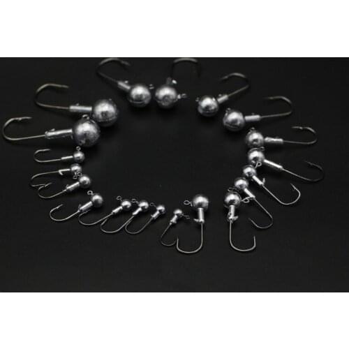 20-50pcs Fishing Hook Jig Head pesca 1g-20g Fishhooks Unpainted Lead Jighead Carp Hook High Carbon Steel