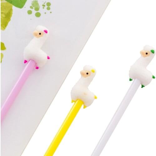 4pcs/lot Cartoon Alpaca Gel Pen 0.5mm Kawaii Pen for Writing School Supplies Office Stationery