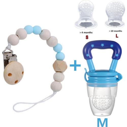 4 In 1 Nibbler Baby Pacifiers Feeder Kids Fruit Feeder Nipples Feeding Safe Baby Supplies Nipple Teat Bottle with Pacifier Clips