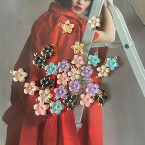5PCS Mix Enamel Flower Charms For Earring namel Flower Charm Pendants Accessories For Women Kids Earrings Bracelet Necklace Make