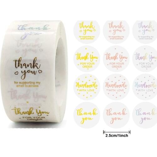500pcs Labels 1-1.5inches Clear Gold Foil Thank You Stickers For Wedding Pretty Gift Cards Envelope Sealing Label Stickers
