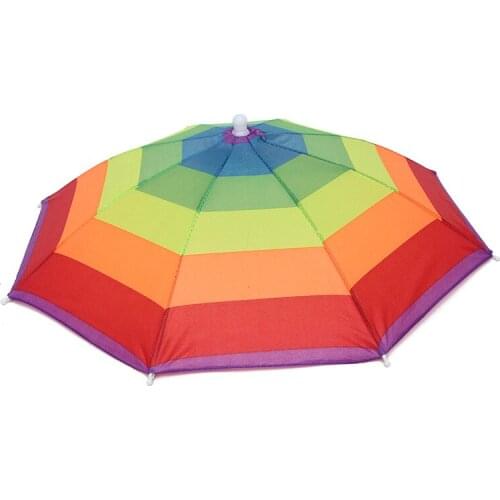 Watermelon color strip polyester cloth hat umbrella 30cm fishing color rainbow umbrella stall source creative hat umbrella spot